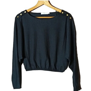 New Lush crinkle textured long sleeve top with gold accent buttons sz S